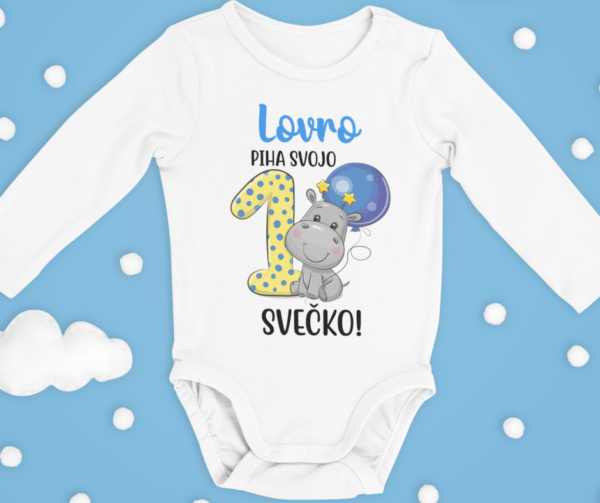 Otroški bodi - HIPPO, Piha Prvo Svečko [IME PO ŽELJI]