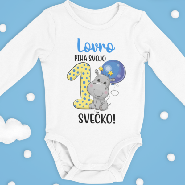 Otroški bodi - HIPPO, Piha Prvo Svečko [IME PO ŽELJI]