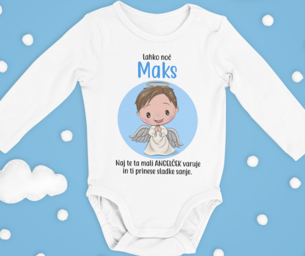 Otroški bodi - Naj Te Mali Angelček Varuje [IME PO ŽELJI]