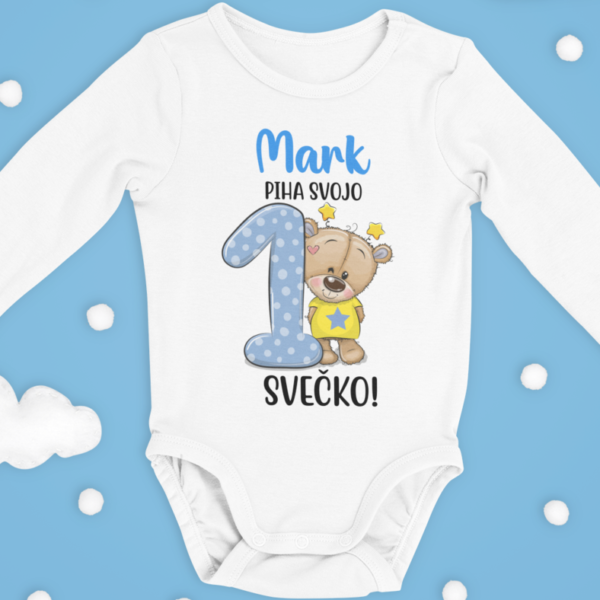 Otroški bodi - Medvedek, Piha Svojo Prvo Svečko [IME PO ŽELJI]