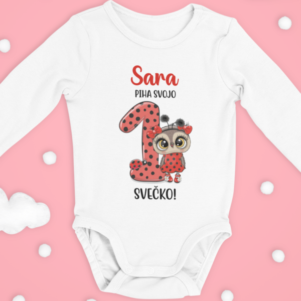 Otroški bodi - Sovica Piha Prvo Svečko [IME PO ŽELJI]