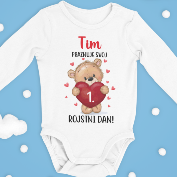 Otroški bodi - Medvedek, Praznujem 1. Rojstni Dan [IME PO ŽELJI]