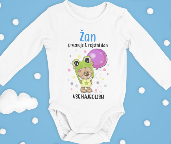 Otroški bodi - Praznujem 1. Rojstni Dan, Vse Najboljše [IME PO ŽELJI]