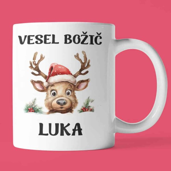 Skodelica Vesel Božič Z Jelenčkom + naziv / ime po želji (Kopija)